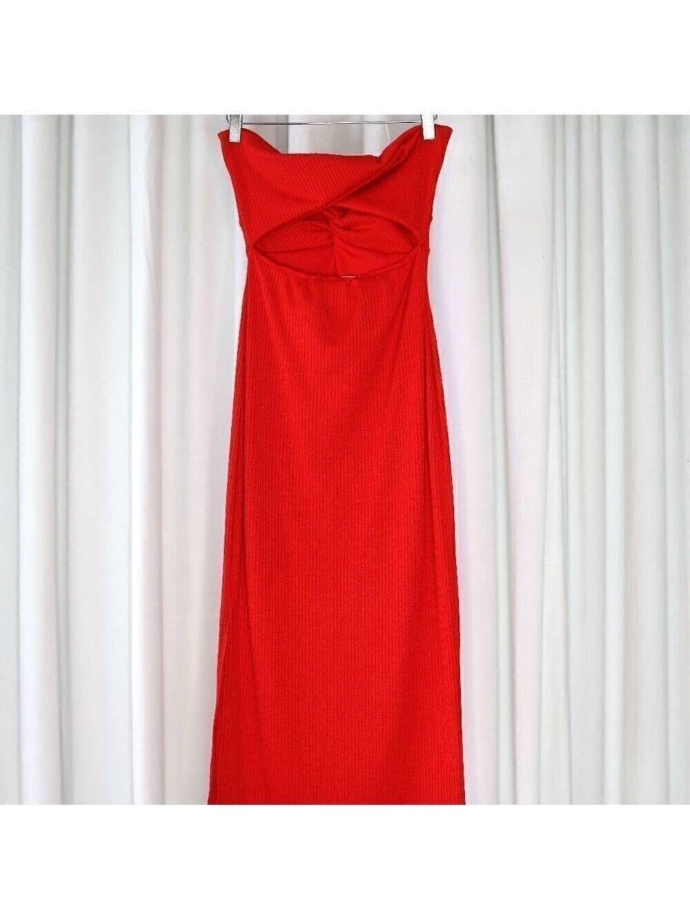 AMAZING LACE Do A Double Take Red Strapless Midi - Picture 7 of 7